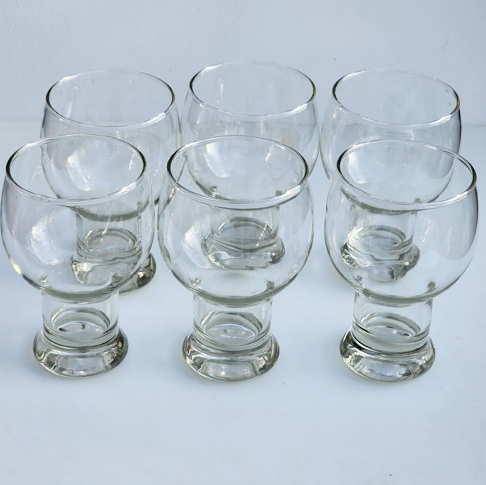Vintage‎ 1970's Beer Mug Set of 6 Clear Bubble Glasses Drinkware